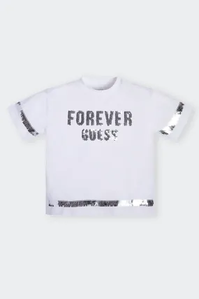 T-SHIRT BIANCA FOREVER CON PAILETTES