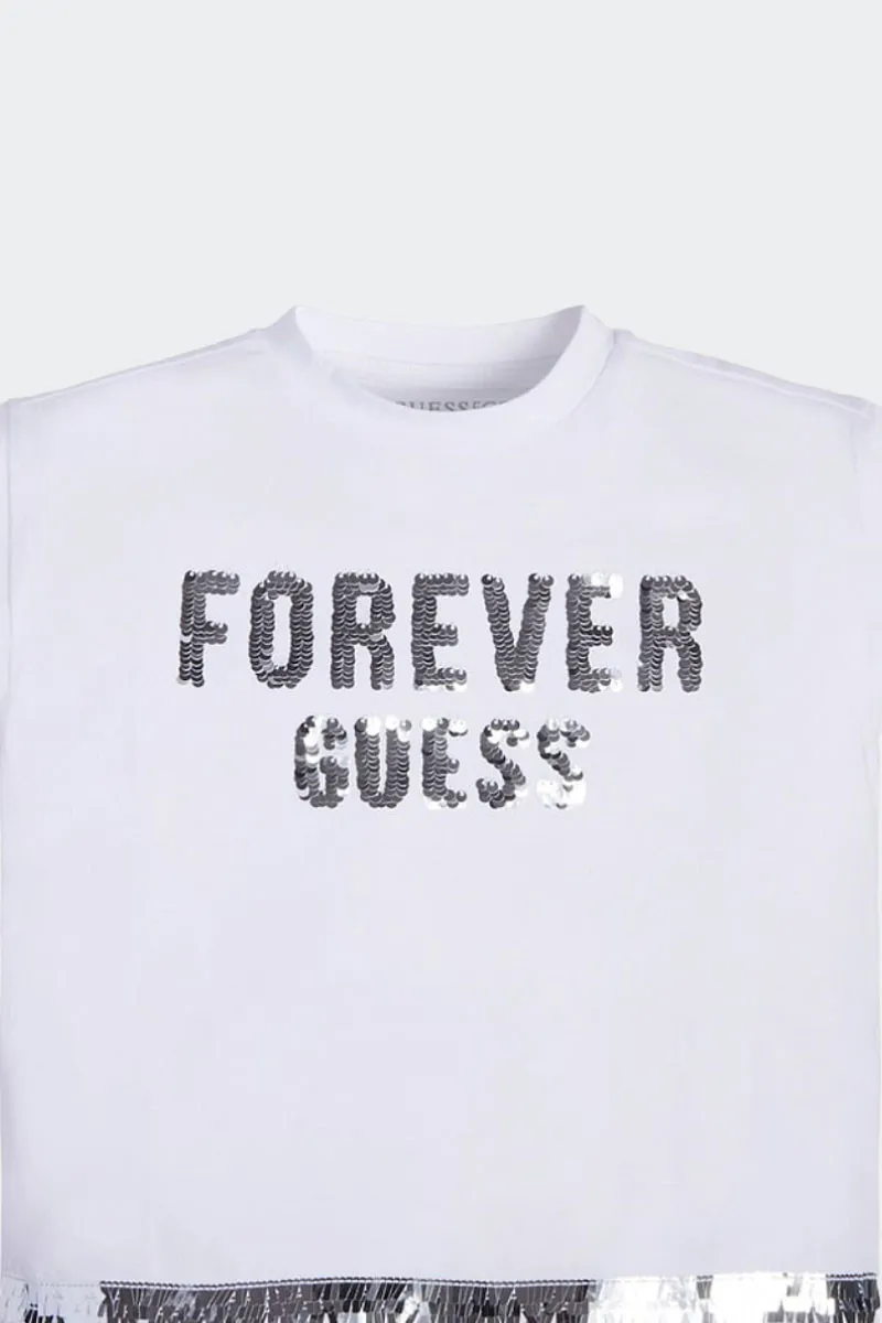 T-SHIRT BIANCA FOREVER CON PAILETTES