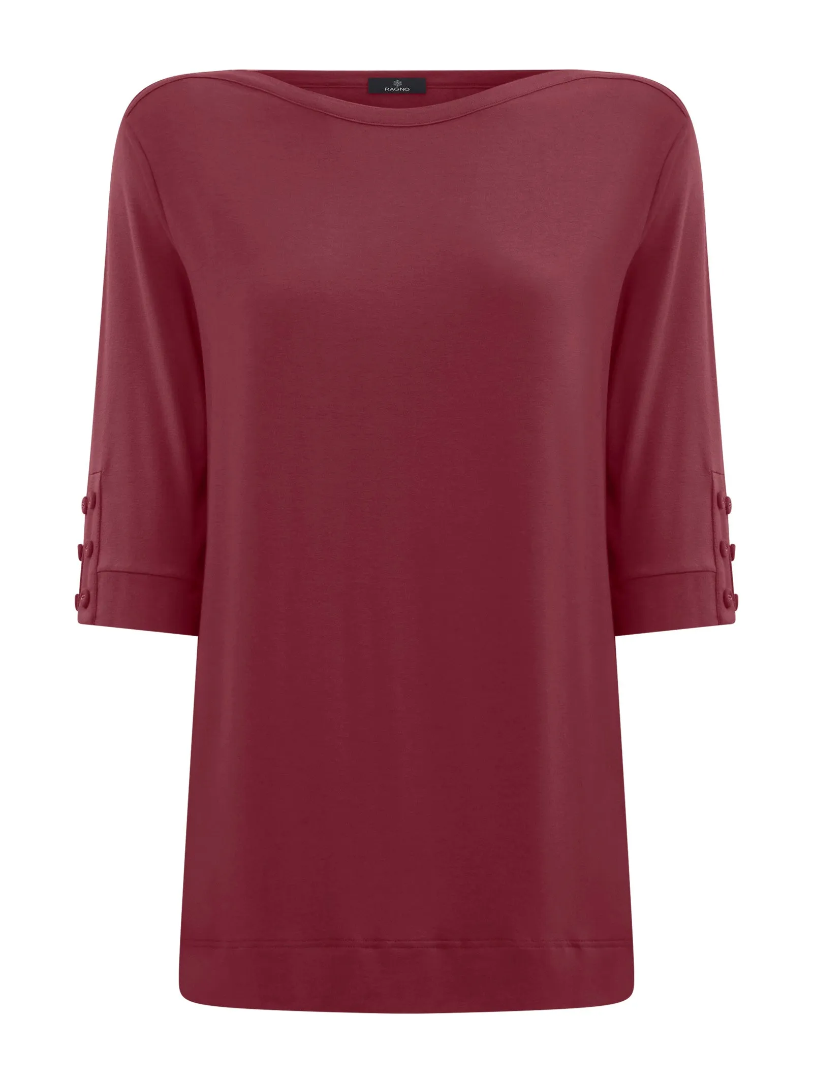 T-shirt con bottoni in Viscosa Summer  - Tibetan Red