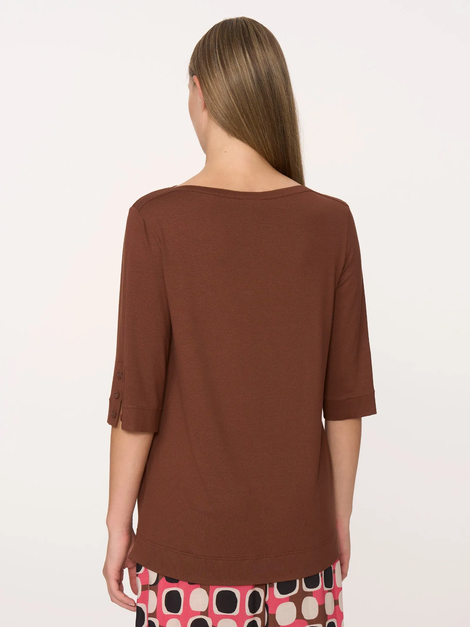 T-shirt con bottoni in Viscosa Summer  - Tibetan Red