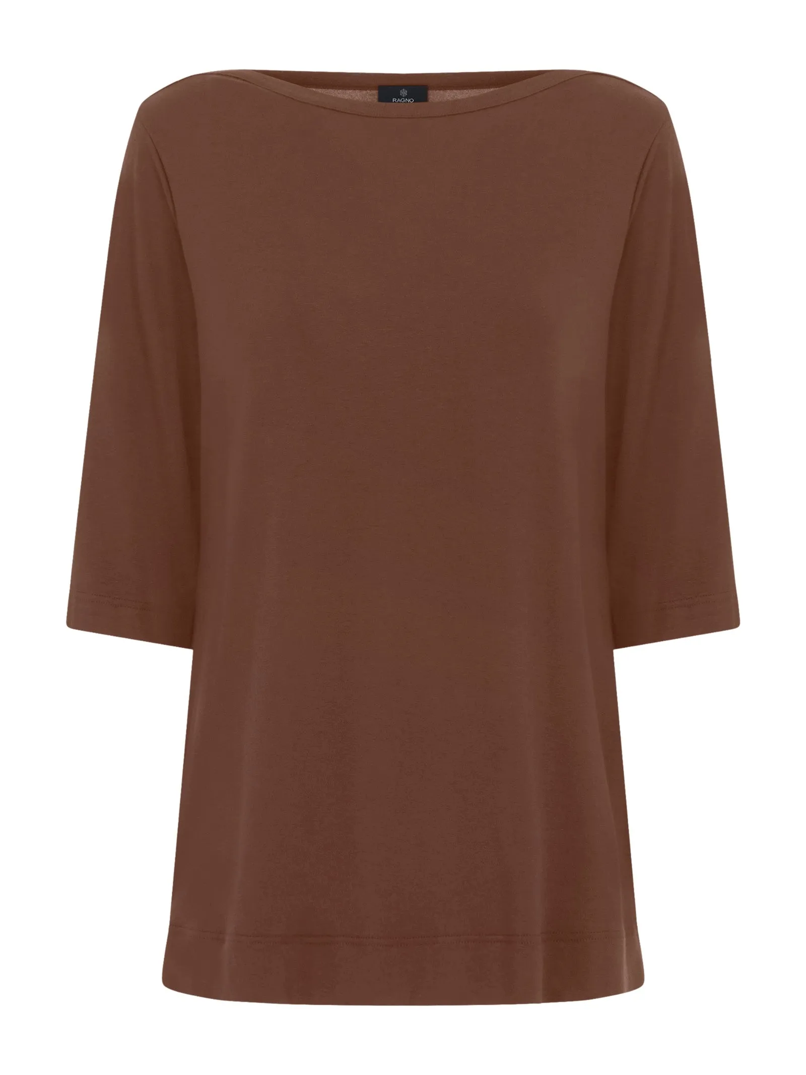 T-Shirt con manica 3/4 in misto viscosa - Cappuccino