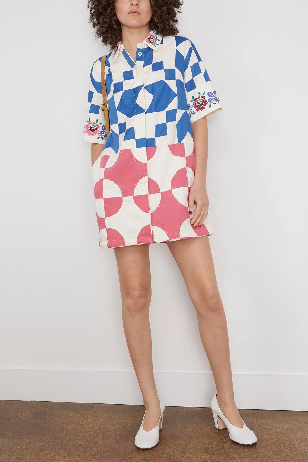 Tanya Patchwork Short Sleeve Dress in Multi