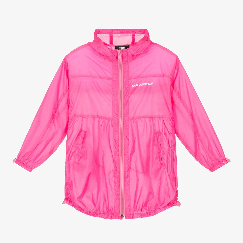 Teen Girls Pink Logo Windbreaker Coat