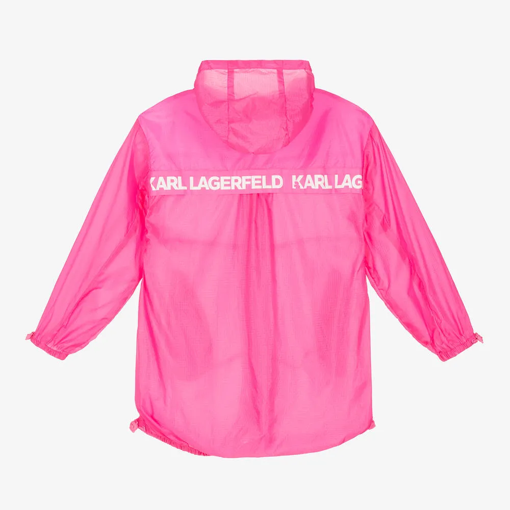 Teen Girls Pink Logo Windbreaker Coat