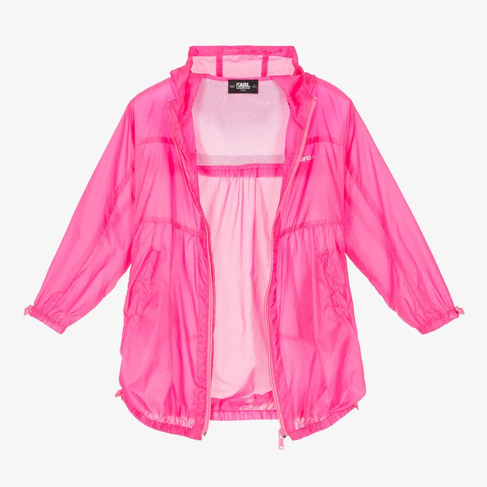 Teen Girls Pink Logo Windbreaker Coat