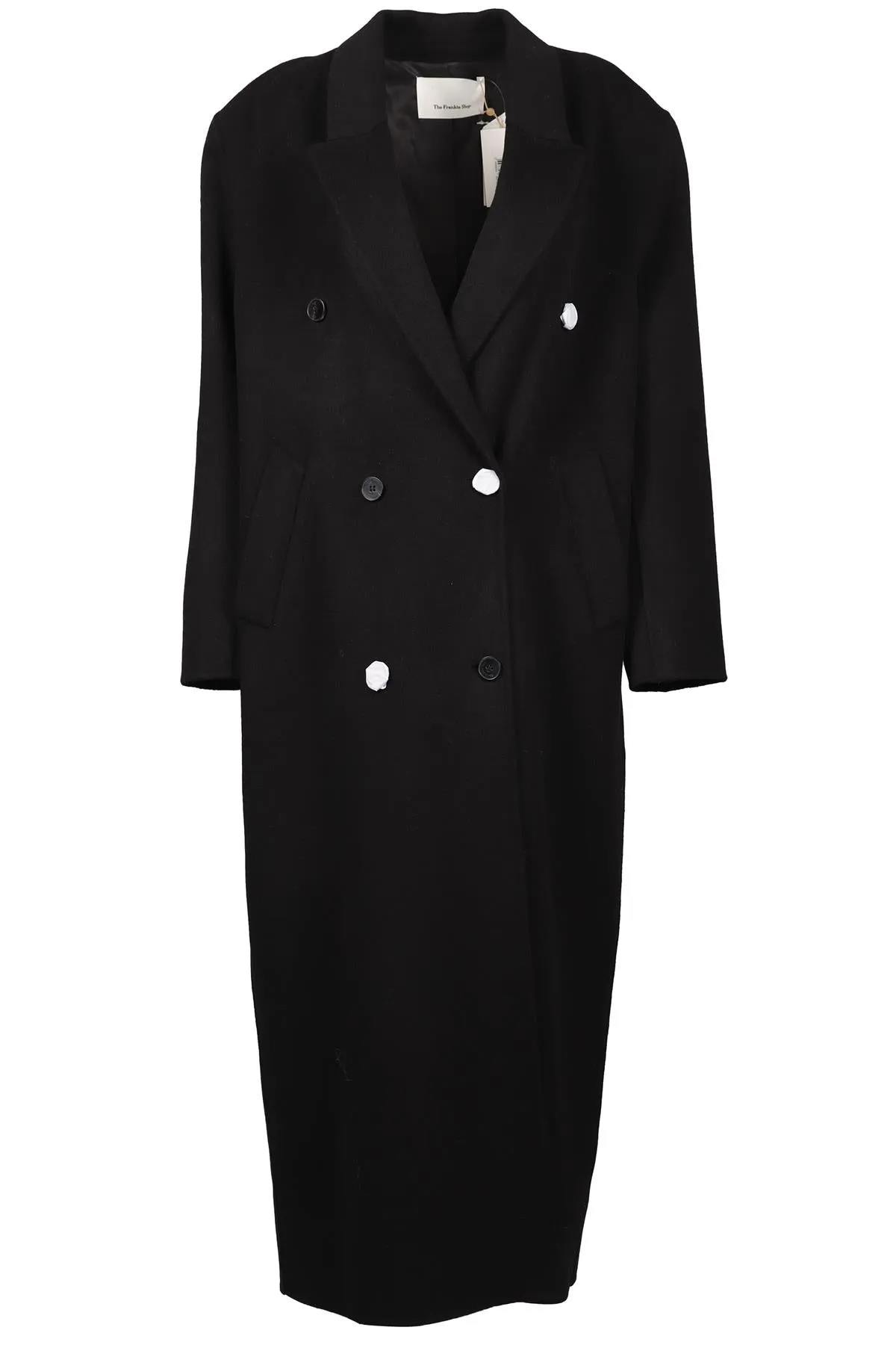 THE FRANKIE SHOP BLACK DOUBLE BREASTED WOOL BLEND COAT XSMALL