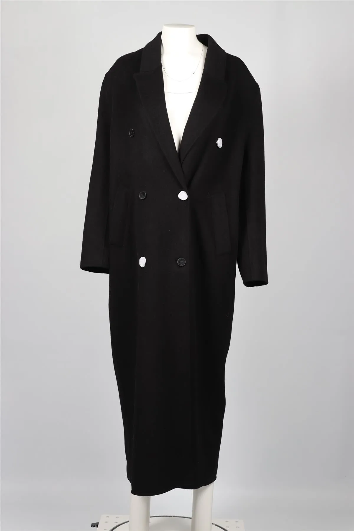 THE FRANKIE SHOP BLACK DOUBLE BREASTED WOOL BLEND COAT XSMALL