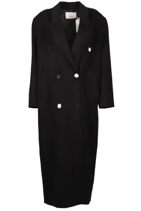 THE FRANKIE SHOP BLACK DOUBLE BREASTED WOOL BLEND COAT XSMALL