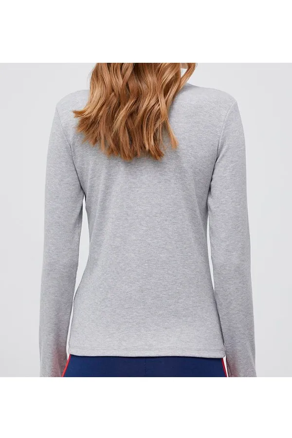 Tommy Hilfiger Women Mock Neck L/S Tee Grey