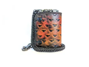 Trifold Leather Chain Wallet - Inferno