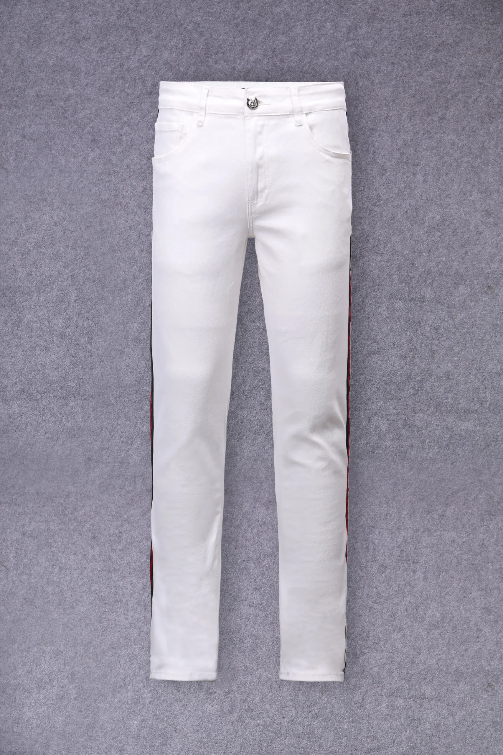 White Slim-fit Jeans with Stripe