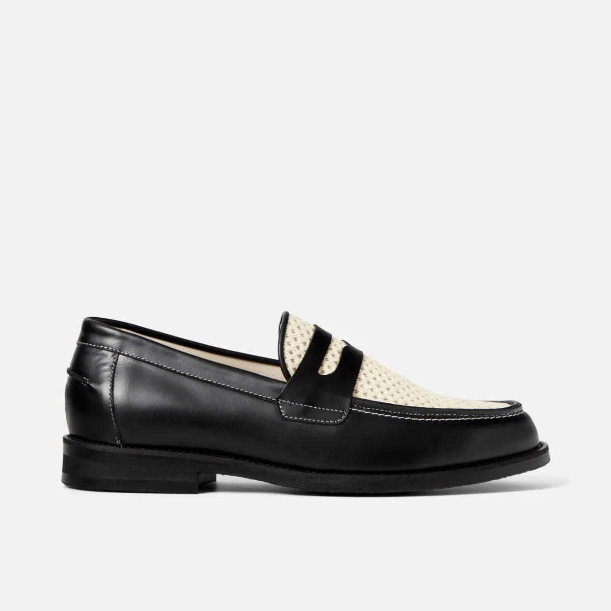 Wilde Black + White Rattan Penny Loafer - Men's