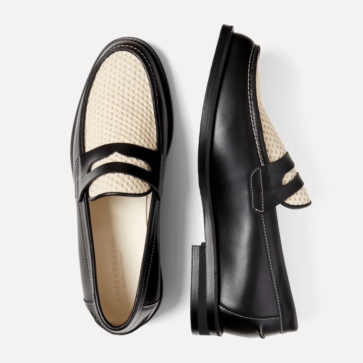 Wilde Black + White Rattan Penny Loafer - Men's