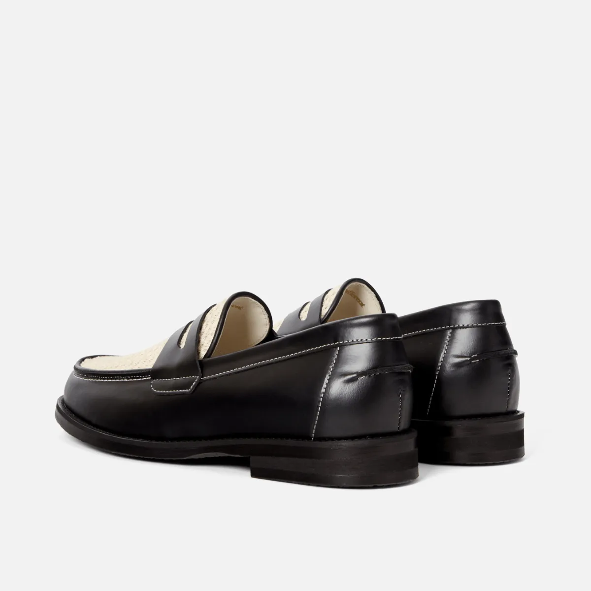 Wilde Black + White Rattan Penny Loafer - Men's