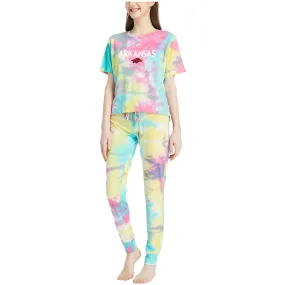 Women's Concepts Sport Arkansas Razorbacks Velodrome Tie-Dye Top & Jogger Pants Set