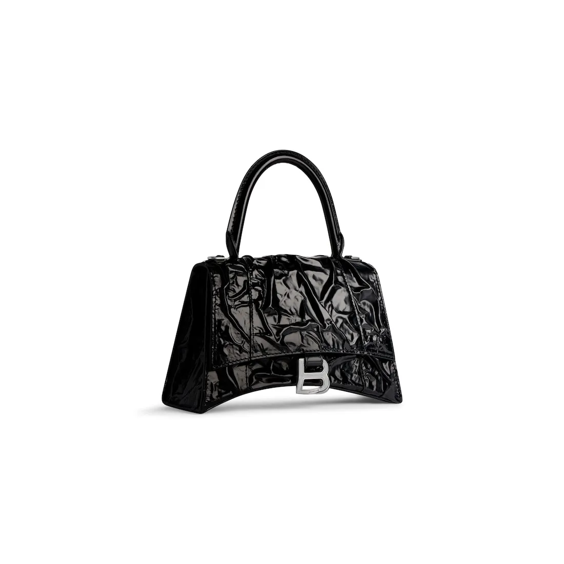      Women's Hourglass Small Handbag Crushed Effect  in Black 