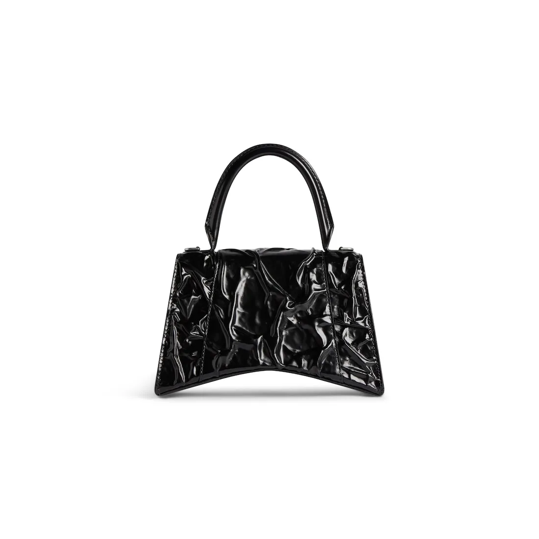      Women's Hourglass Small Handbag Crushed Effect  in Black 