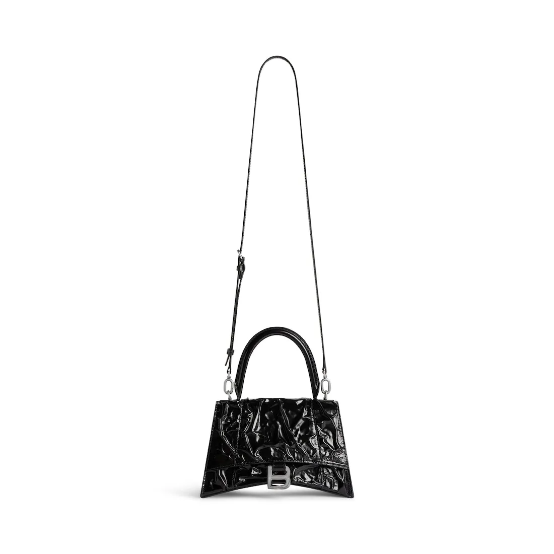      Women's Hourglass Small Handbag Crushed Effect  in Black 