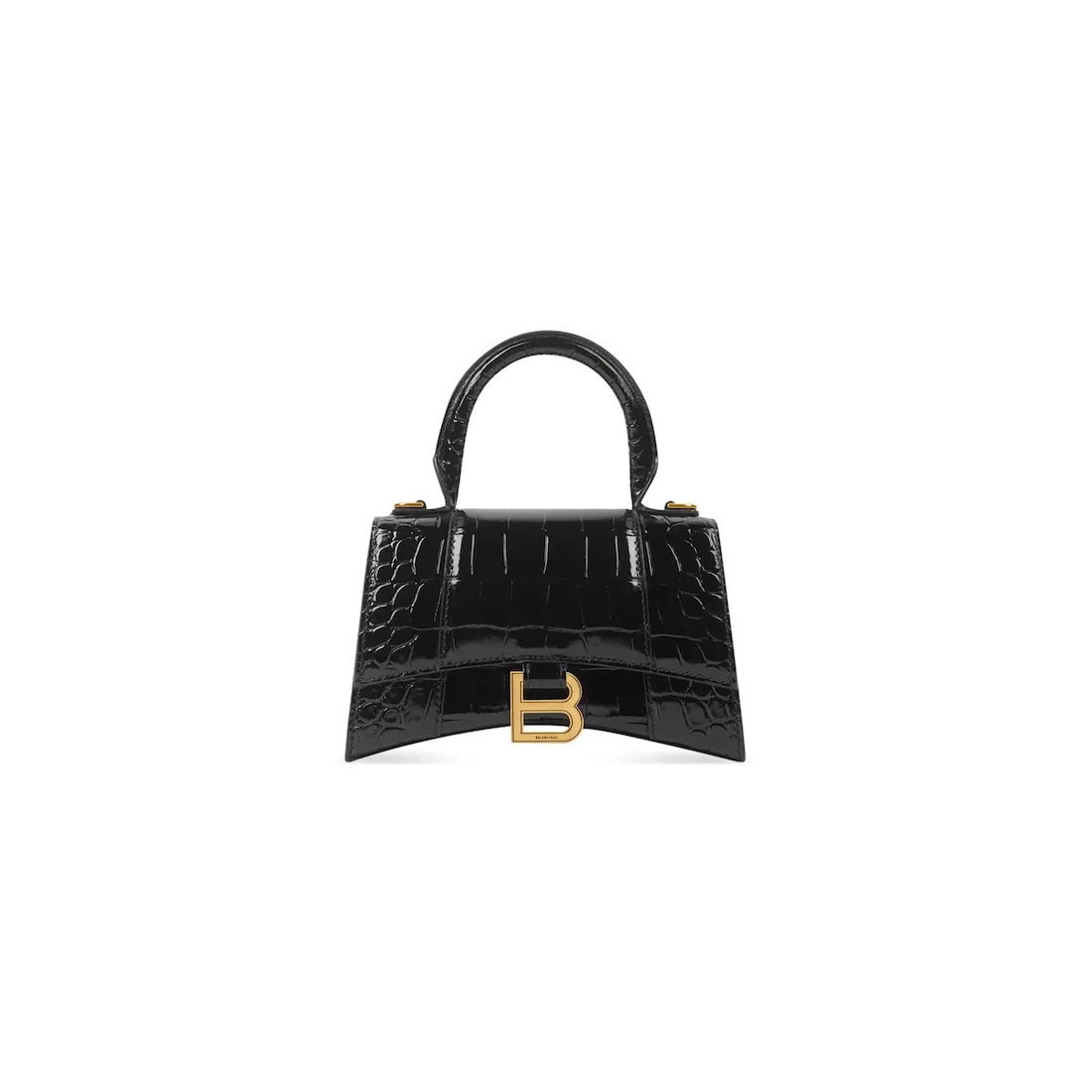      Women's Hourglass Xs Handbag Crocodile Embossed in Black 