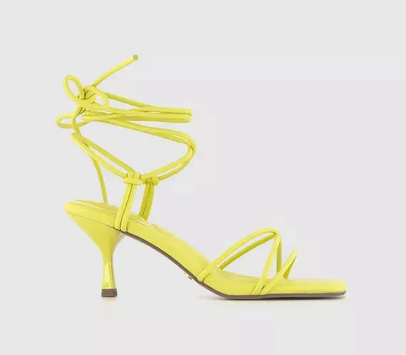 Womens Office Maddox Strappy Knot Kitten Heel Sandals Lime