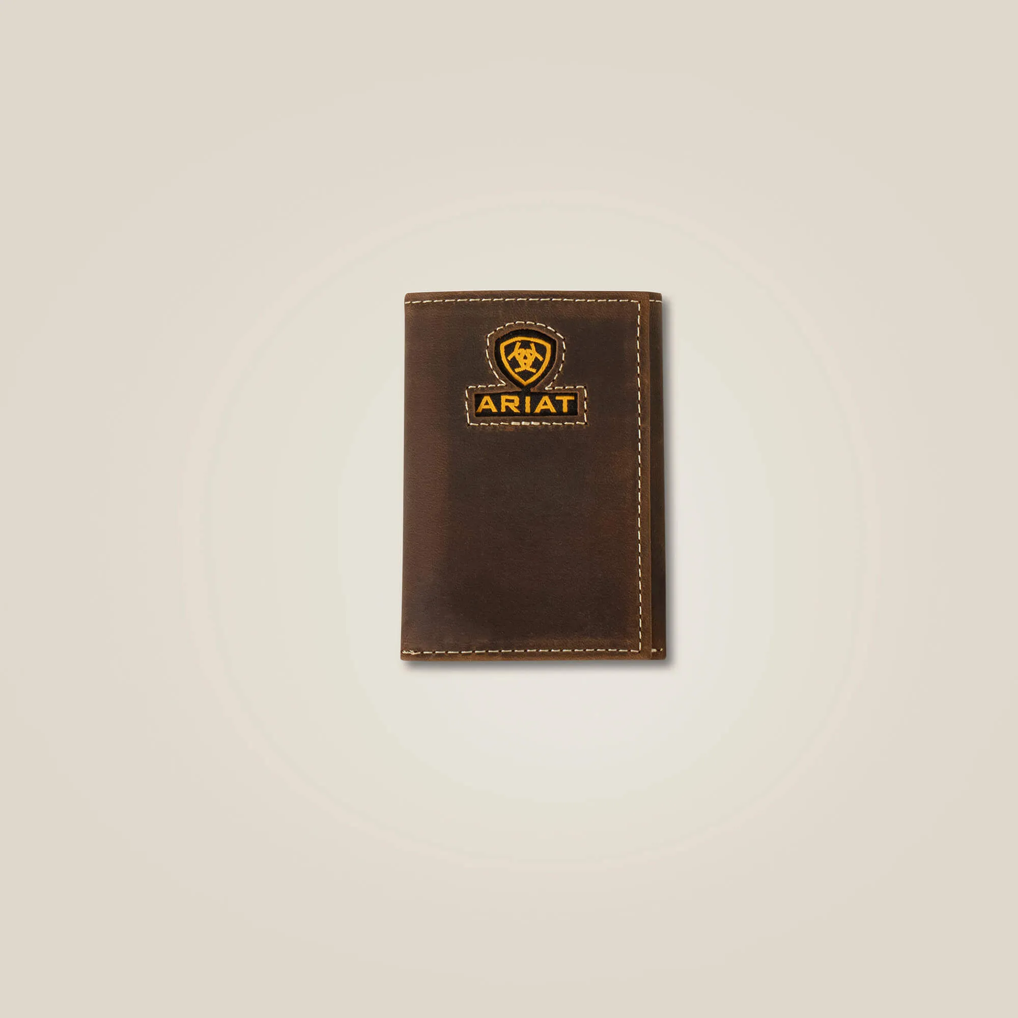 Yellow logo trifold wallet