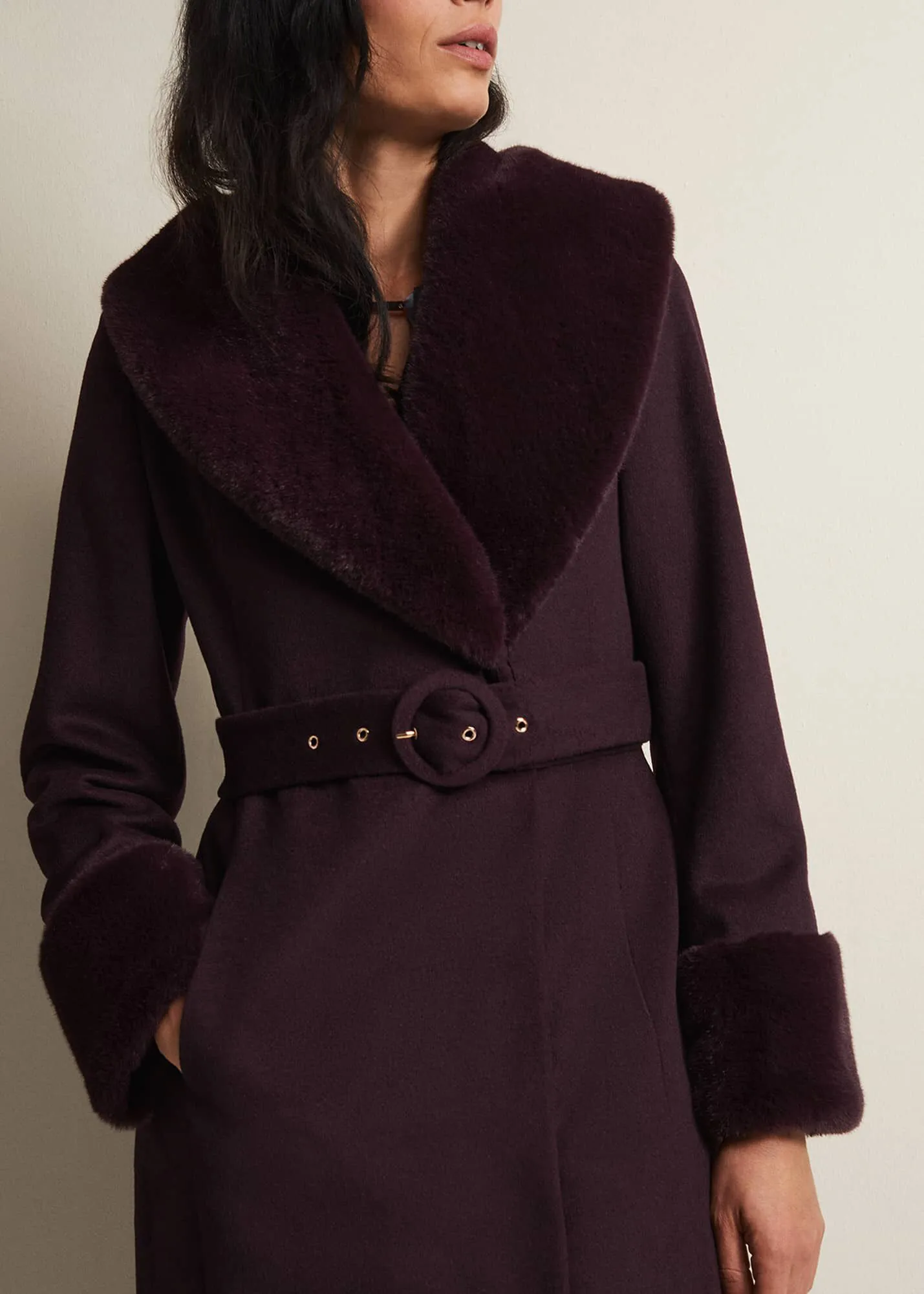 Zylah Faux Fur Collar Wool Smart Coat